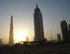 Solartaxi and Burj Dubai, tallest skyscraper of hte world, Dubai